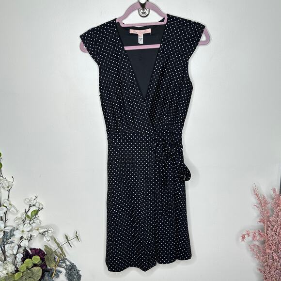 ANTHROPOLOGIE x HUTCH Ronnie Wrap Dress Black White Polka Dot {S30} - Picture 2 of 5